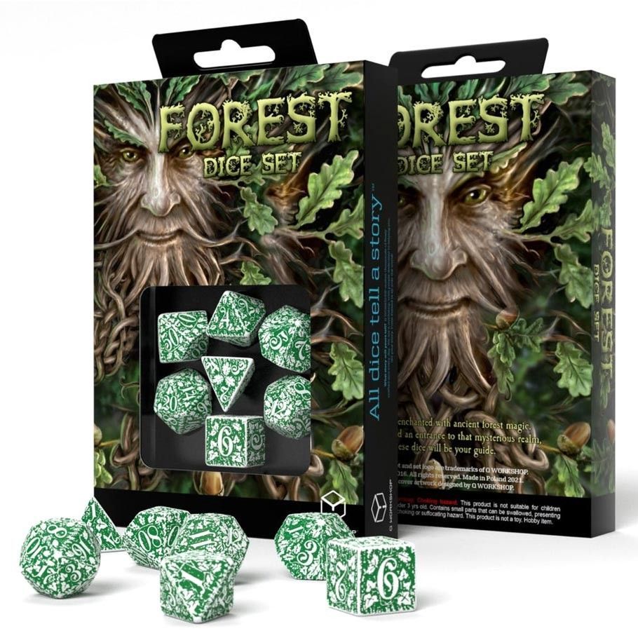Q-Workshop 7ct Polyhedral Dice Set Forest Tundra Dice Q Workshop   