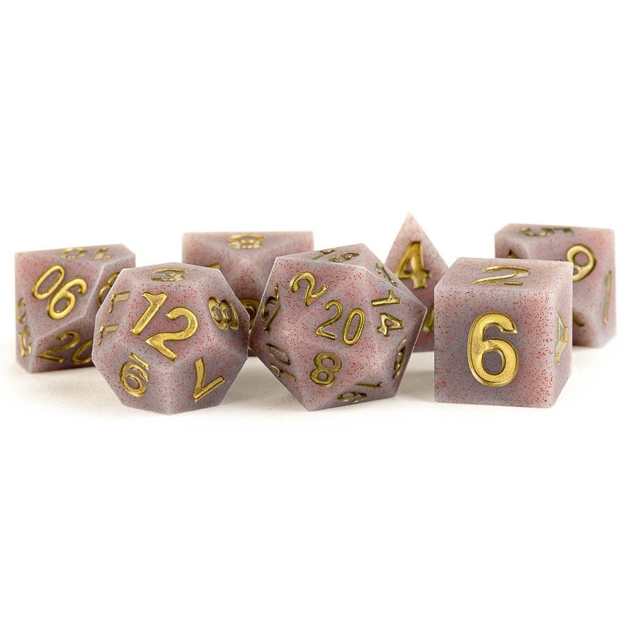 Metallic Dice Games 7ct Silicone Sharp Edge Polyhedral Dice Set - Volcanic Dice FanRoll by Metallic Dice Games LIC781 7ct Sharp SLC Volcanic