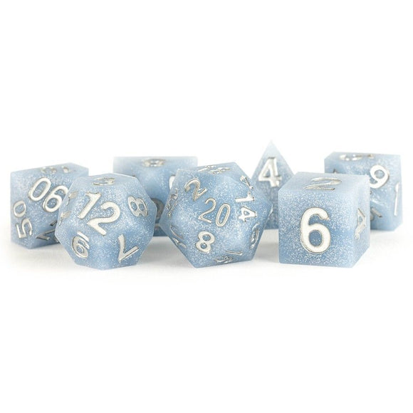 Metallic Dice Games 7ct Silicone Sharp Edge Polyhedral Dice Set - Glacial Dice FanRoll by Metallic Dice Games   