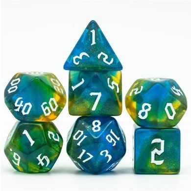 Foam Brain 7ct Polyhedral Dice Set Nature Elemental Dice Foam Brain Games