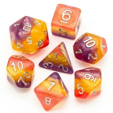Foam Brain 7ct Polyhedral Dice Set Wyldfire Dice Foam Brain Games