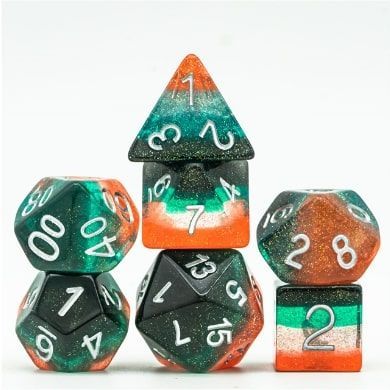 Foam Brain 7ct Polyhedral Dice Set Tangerine Tree Dice Foam Brain Games