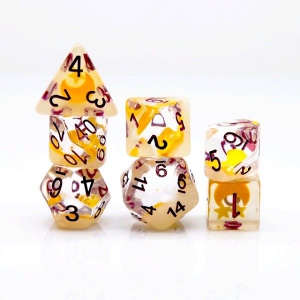 Foam Brain 7ct Polyhedral Dice Set Glow in Dark Moon Dice Foam Brain Games