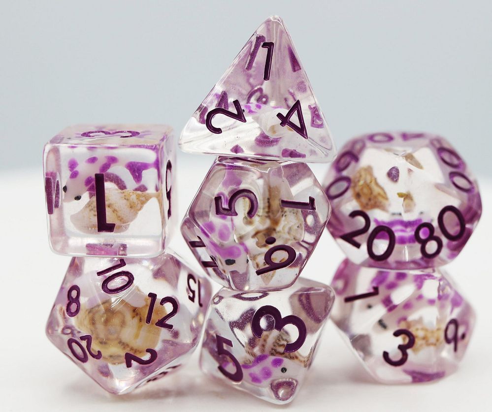 Foam Brain 7ct Polyhedral Dice Set Purple Koi Fish Dice Foam Brain Games