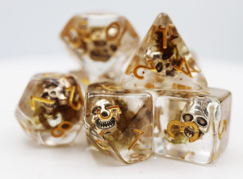 Foam Brain 7ct Polyhedral Dice Set Pirate Skull Dice Foam Brain Games