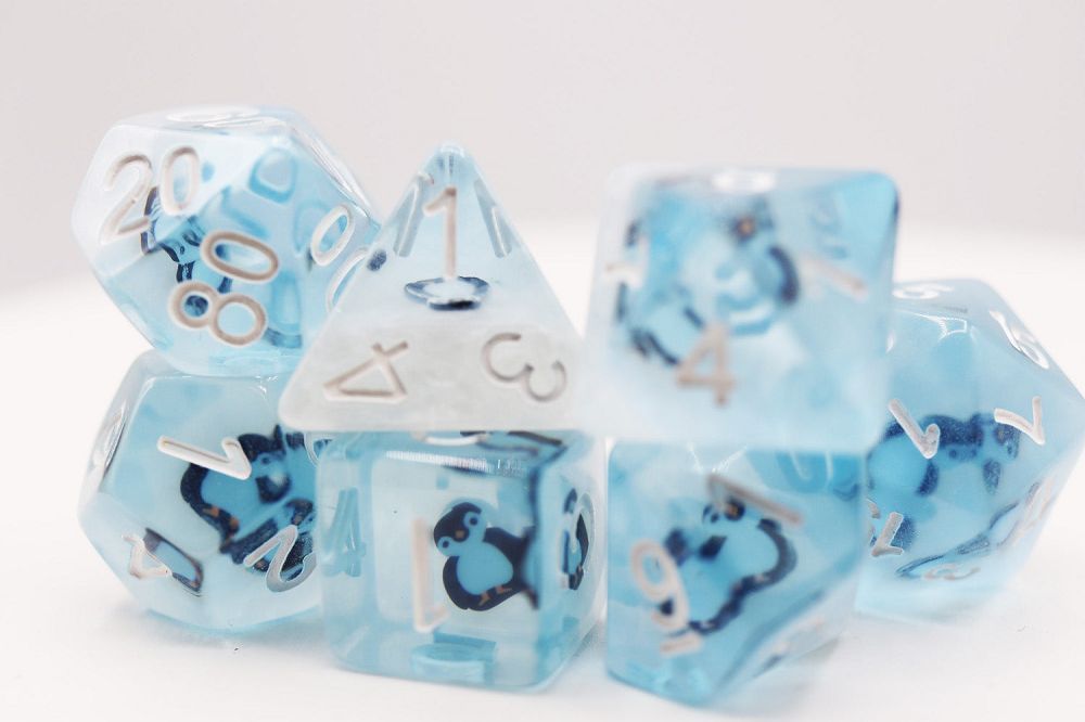 Foam Brain 7ct Polyhedral Dice Set Frozen Penguin Dice Foam Brain Games