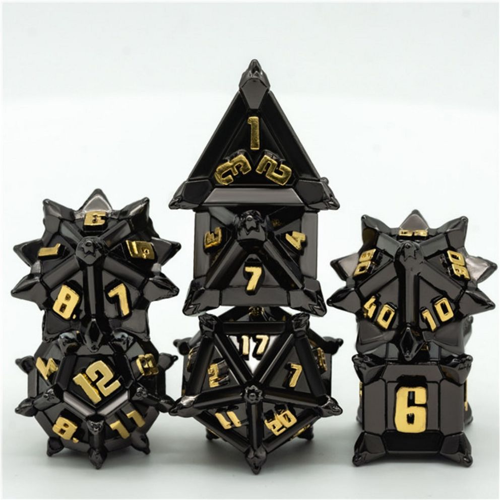 Foam Brain 7ct Metal Polyhedral Dice Set Medieval Flail Dice Foam Brain Games