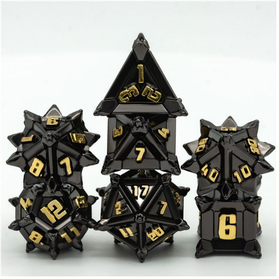 Foam Brain 7ct Metal Polyhedral Dice Set Medieval Flail Dice Foam Brain Games