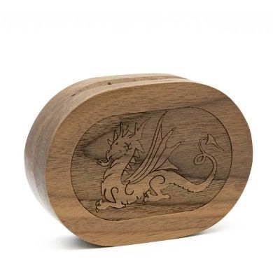 Foam Brain Dragon Walnut Oval Dice Box  Foam Brain Games   