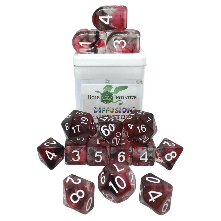 Role4Initiative 15ct Polyhedral Dice Set - Diffusion Bloodstone Dice Role 4 Initiative