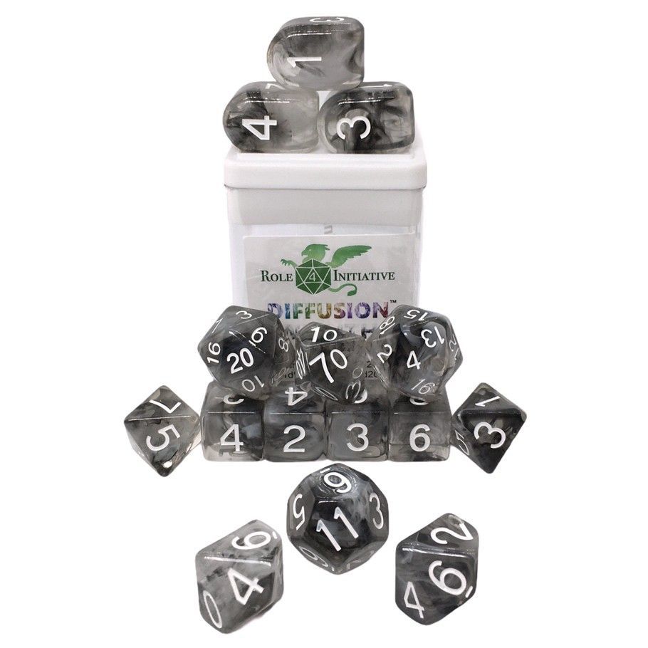 Role4Initiative 15ct Polyhedral Dice Set - Diffusion Wraith Dice Role 4 Initiative