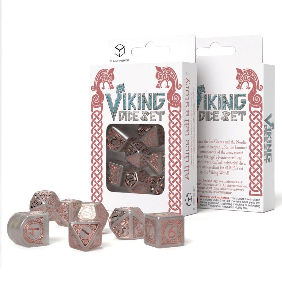 Q-Workshop 7ct Polyhedral Dice Set Viking Mjolnir Dice Q Workshop   