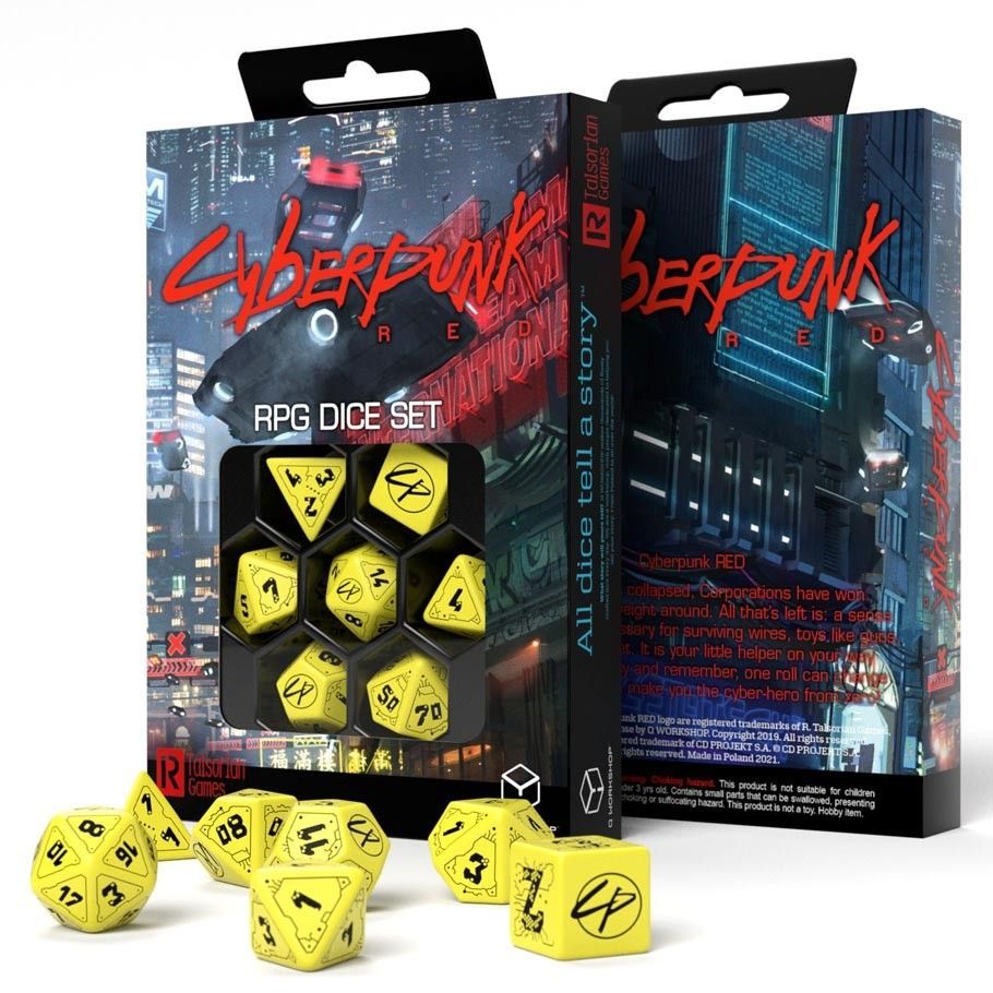 Cyberpunk Red 7ct Polyhedral Dice Set Danger Zone Dice Q Workshop   