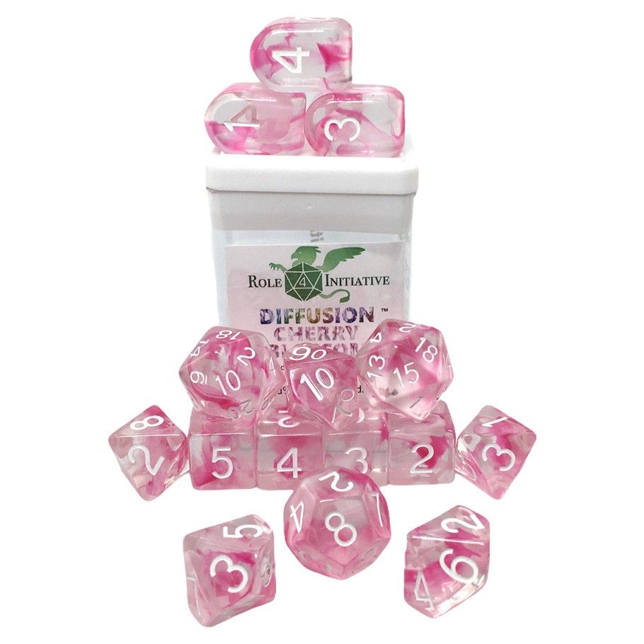 Role4Initiative 15ct Polyhedral Dice Set Diffusion Cherry Blossom Dice Role 4 Initiative