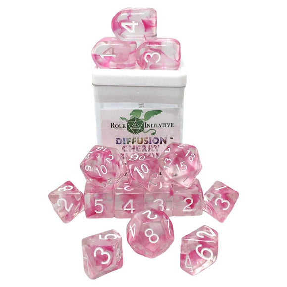 Role4Initiative 15ct Polyhedral Dice Set Diffusion Cherry Blossom  Role 4 Initiative   
