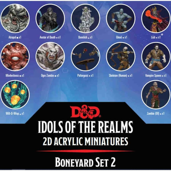 D&D Idols of the Realms 2D Acrylic Miniatures Boneyard Set 2 (94511)  WizKids   