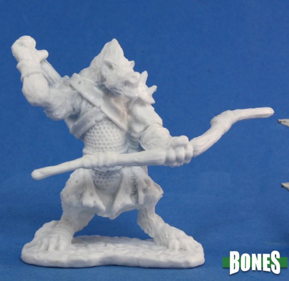 Reaper Miniatures Bones Blacktongue, Gnoll Archer (77104) Home page Reaper Miniatures   