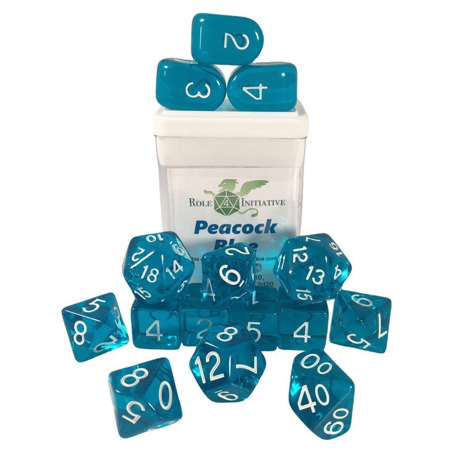 Role 4 Initiative 15ct Peacock Blue Polyhedral Dice Set Dice Role 4 Initiative