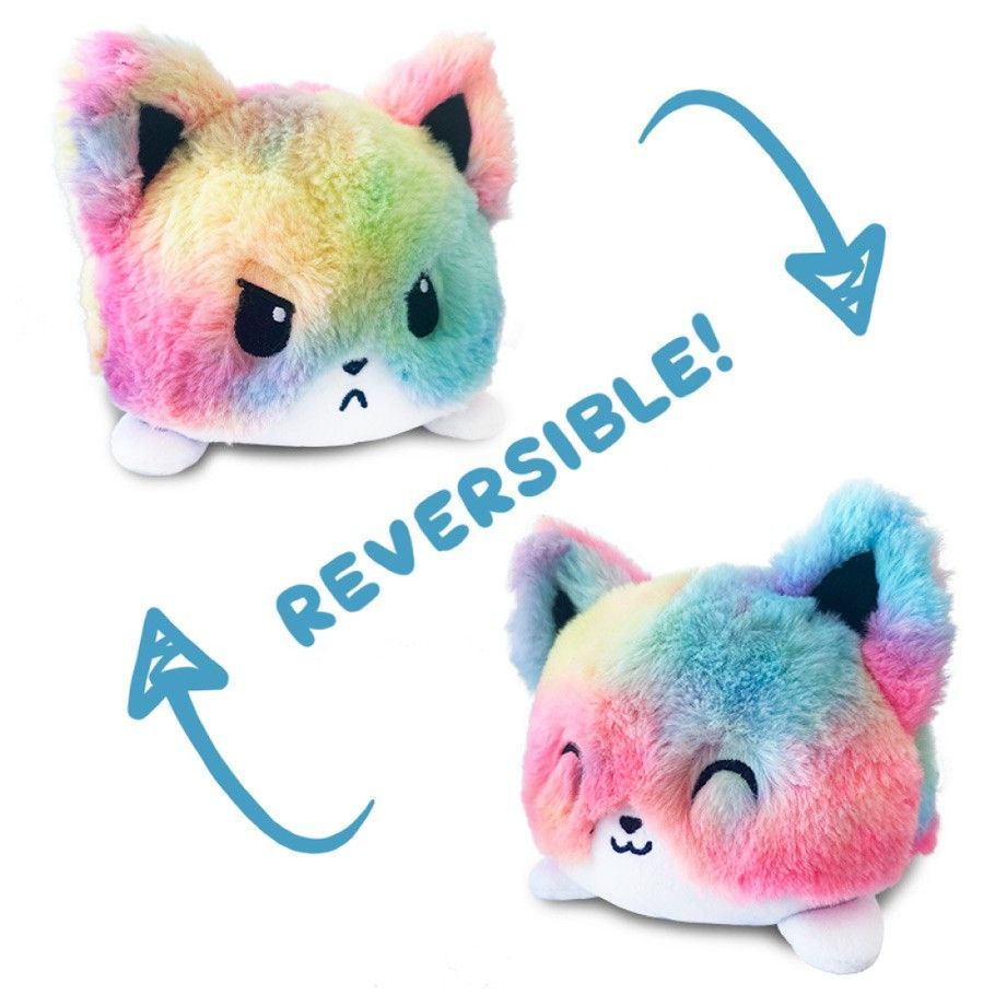 Reversible Rainbow Fox Plush Plushes TeeTurtle   