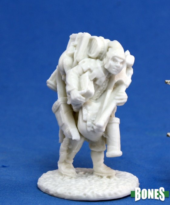 Reaper Miniatures Bones Townsfolk Oswald the Overladen (77141) Home page Reaper Miniatures   