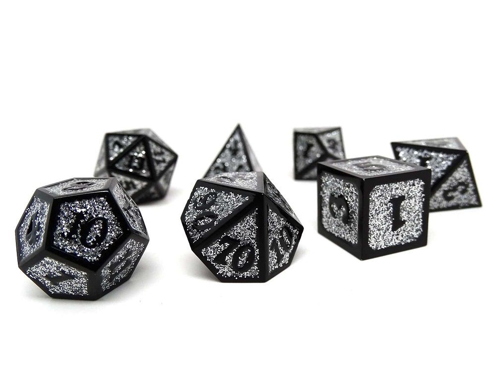 7ct Heroic Metal Silver/Black Dice Easy Roller Dice
