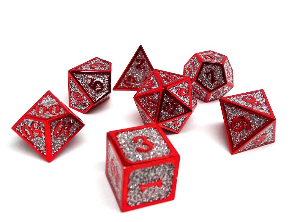 7ct Heroic Metal Silver/Red Dice Easy Roller Dice