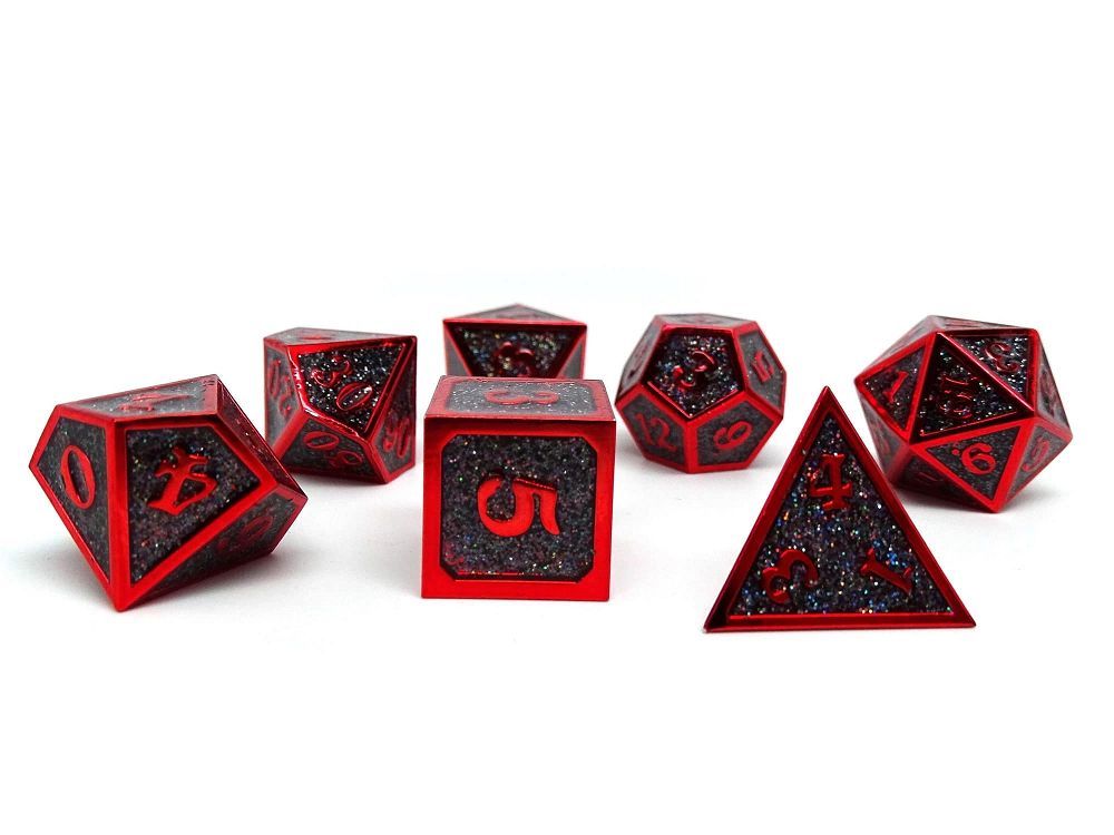 7ct Heroic Metal Black/Red Dice Easy Roller Dice