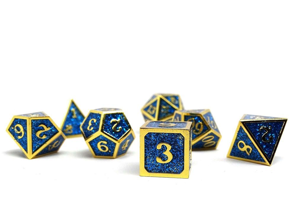 7ct Heroic Metal Blue/Gold Dice Easy Roller Dice