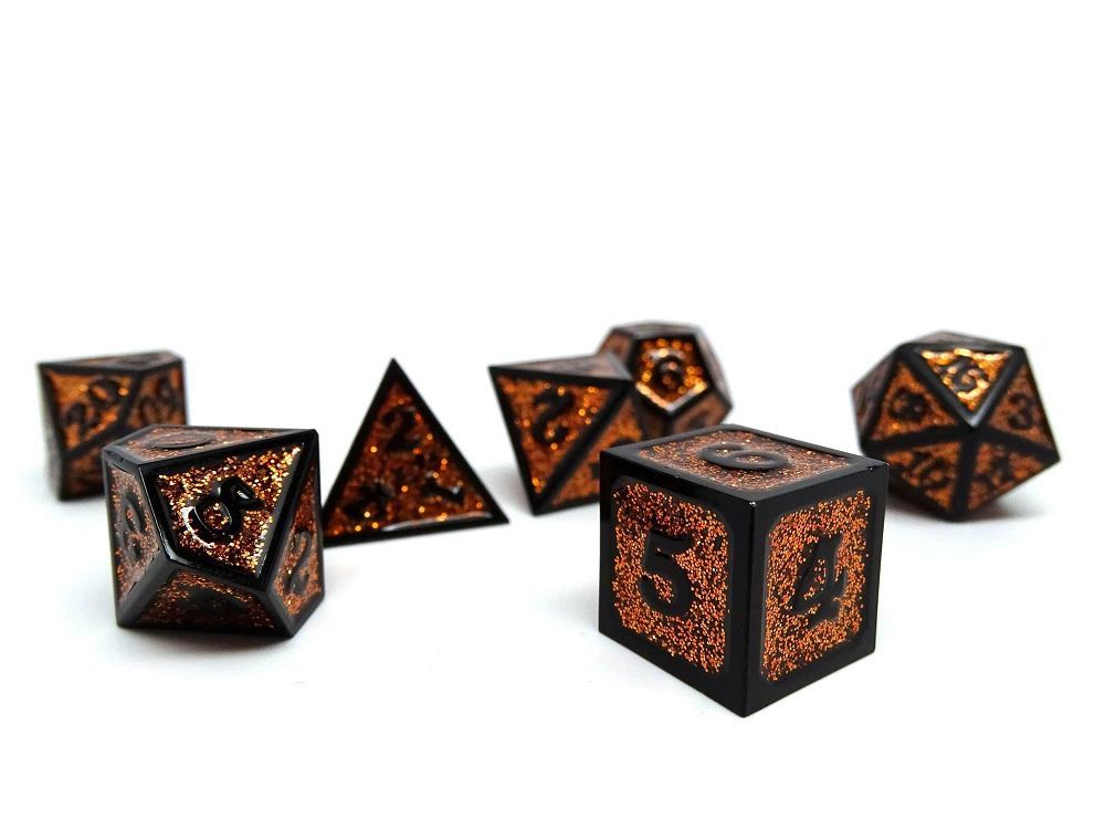 7ct Heroic Metal Orange/Black Dice Easy Roller Dice