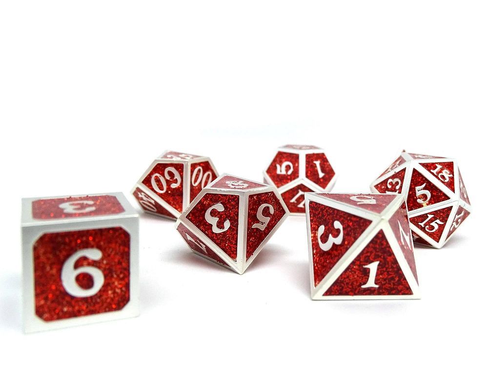 7ct Heroic Metal Red/Silver Dice Easy Roller Dice