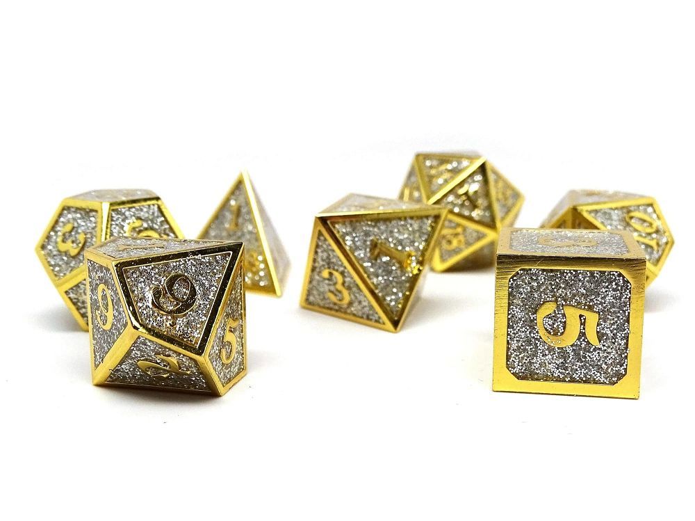 7ct Heroic Metal Silver/Gold Dice Easy Roller Dice