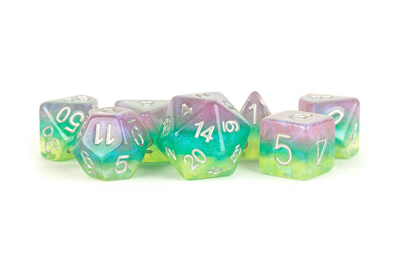 LIC764 7ct Stardust Radiance Dice FanRoll by Metallic Dice Games
