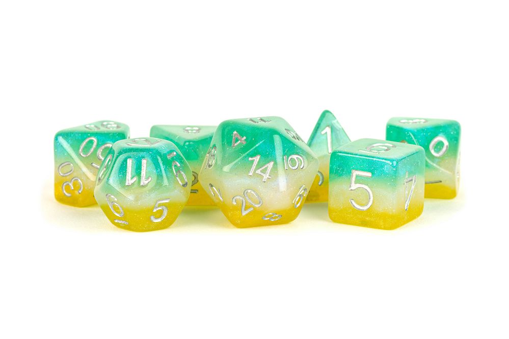 LIC765 7ct Stardust Tropics Dice FanRoll by Metallic Dice Games