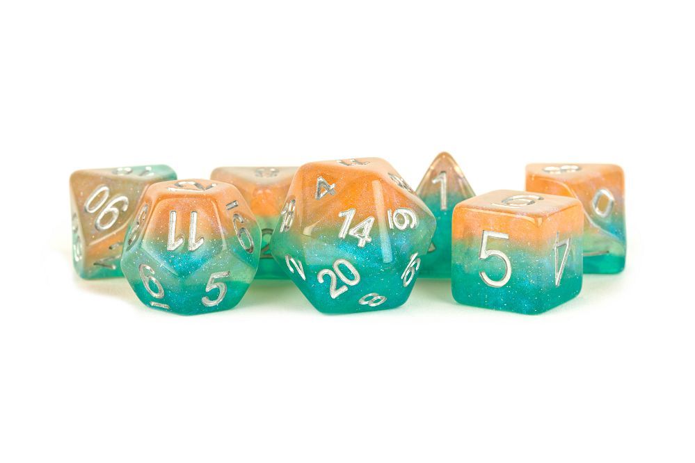 LIC766 7ct Stardust Sunset Dice FanRoll by Metallic Dice Games   