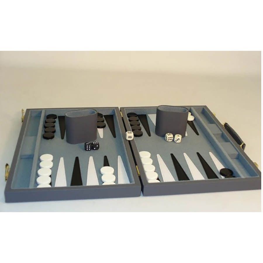 Backgammon Set: Gray Vinyl 18in Board Games WorldWise Imports   