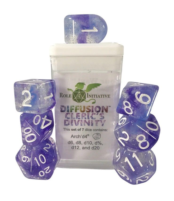 Role4Initiative 7ct Polyhedral Dice Set w/ Arch'd d4 - Cleric's Divinity Dice Role 4 Initiative
