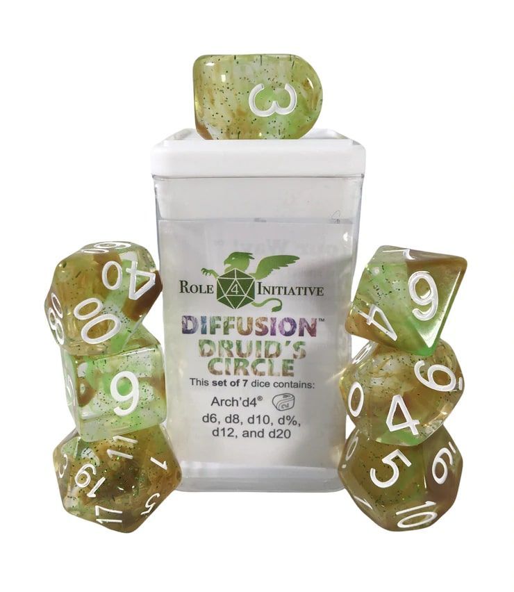 Role4Initiative 7ct Polyhedral Dice Set w/ Arch'd d4 - Druid's Circle Dice Role 4 Initiative