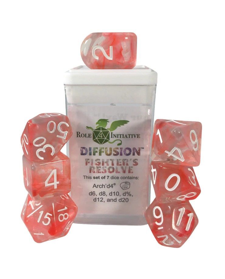 Role4Initiative 7ct Polyhedral Dice Set w/ Arch'd d4 - Fighter's Resolve Dice Role 4 Initiative