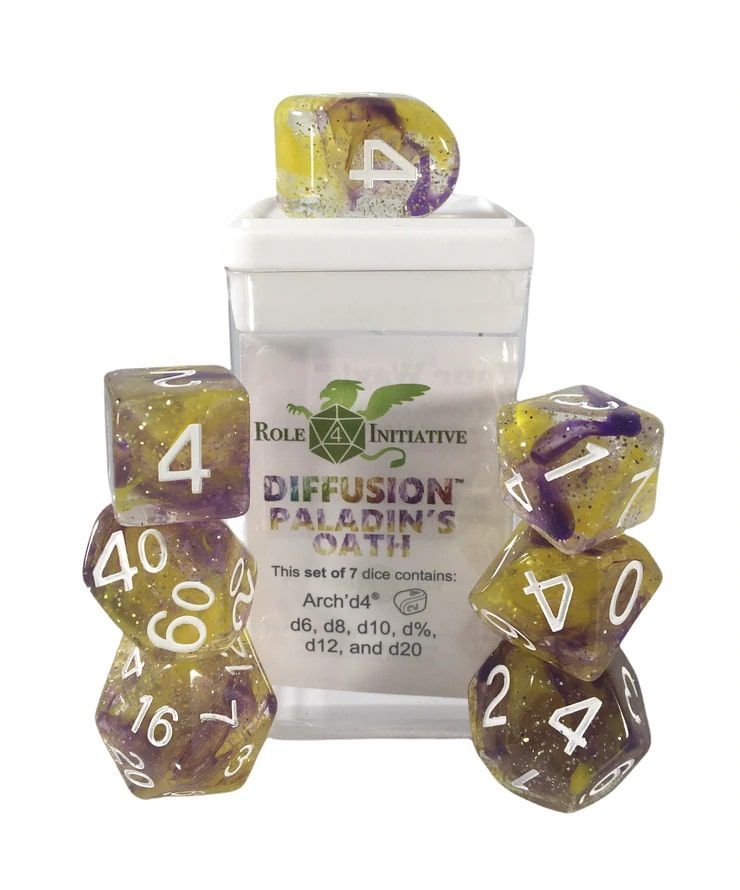 Role4Initiative 7ct Polyhedral Dice Set w/ Arch'd d4 - Paladin's Oath Dice Role 4 Initiative