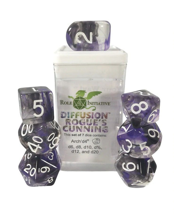 Role4Initiative 7ct Polyhedral Dice Set w/ Arch'd d4 - Rogue's Cunning  Role 4 Initiative   