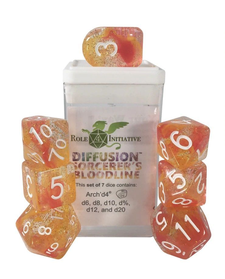 Role4Initiative 7ct Polyhedral Dice Set w/ Arch'd d4 - Sorcerer's Bloodline Dice Role 4 Initiative