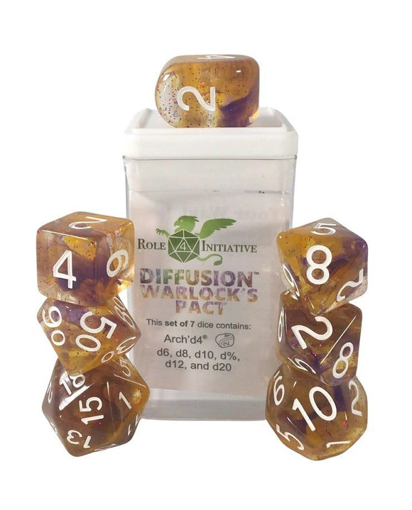 Role4Initiative 7ct Polyhedral Dice Set w/ Arch'd d4 - Warlock's Pact  Role 4 Initiative   