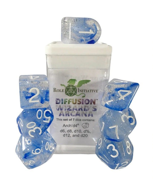Role4Initiative 7ct Polyhedral Dice Set w/ Arch'd d4 - Wizard's Arcana  Role 4 Initiative   