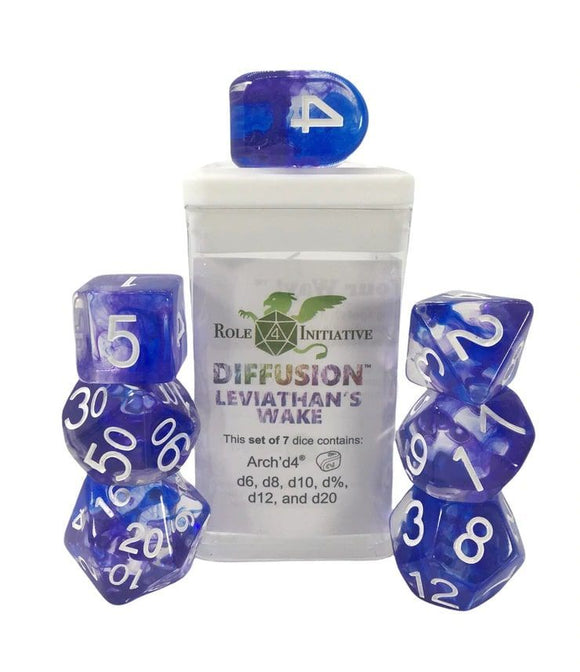 Role4Initiative 7ct Polyhedral Dice Set w/ Arch'd d4 - Leviathan's Wake  Role 4 Initiative   