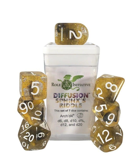 Role4Initiative 7ct Polyhedral Dice Set w/ Arch'd d4 - Sphinx's Riddle Dice Role 4 Initiative