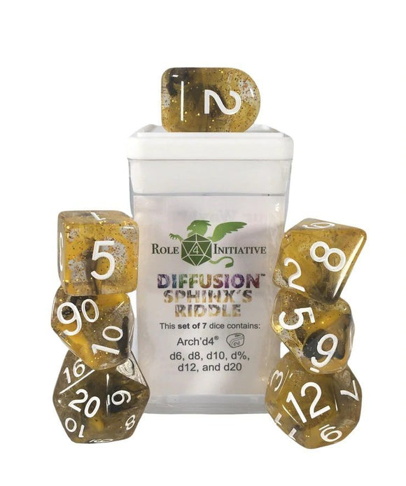Role4Initiative 7ct Polyhedral Dice Set w/ Arch'd d4 - Sphinx's Riddle  Role 4 Initiative   