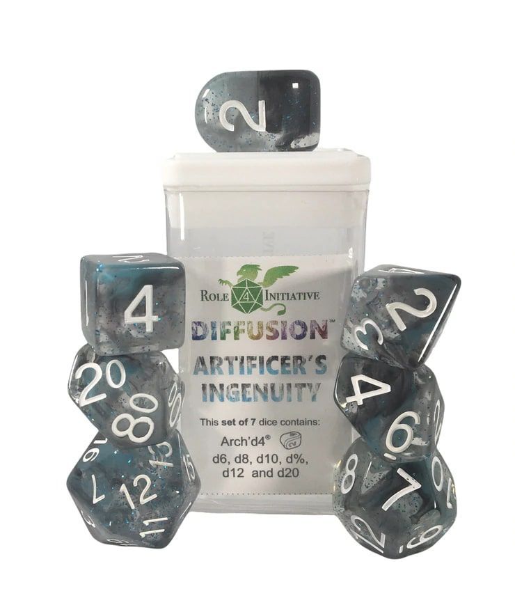 Role4Initiative 7ct Polyhedral Dice Set w/ Arch'd d4 - Artificer's Ingenuity Dice Role 4 Initiative