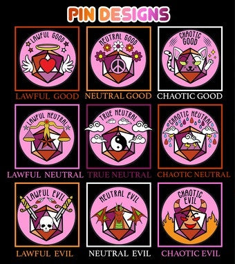 Neutral Evil Alignment Community Lesbian Pride Pin  Foam Brain Games   