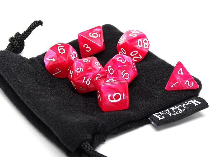 Easy Roller Rose Marble 7ct Polyhedral Set with Bag Dice Easy Roller Dice