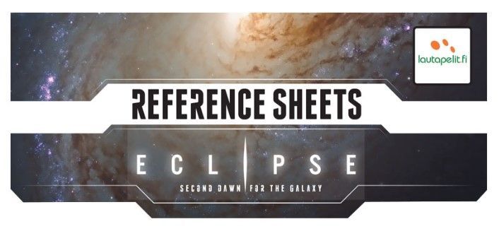 Eclipse 2nd Dawn Ref Sheets Board Games Lautapelit